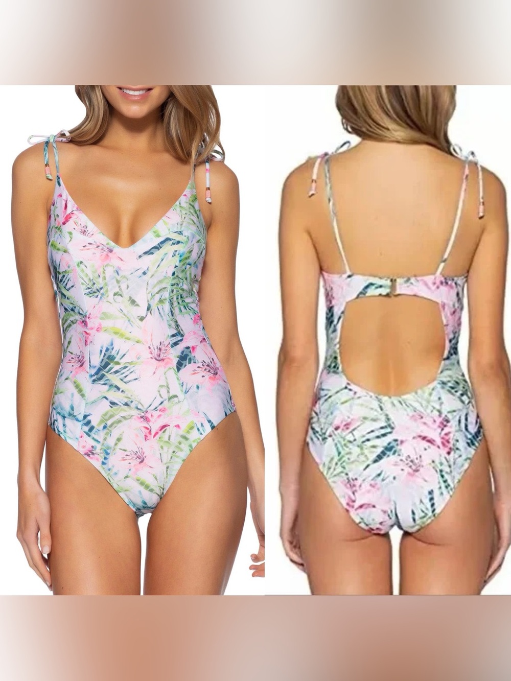 NEW Becca Lush Lagoon One Piece Womens Swimsuit sz L